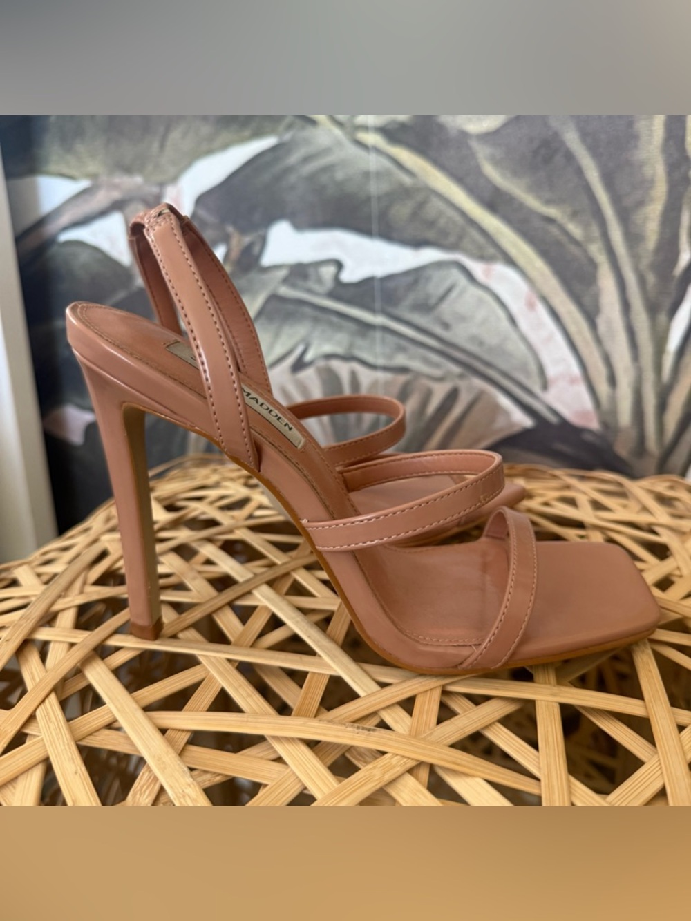 STEVE MADDEN nude beige Gracey heeled sandals strappy stiletto square open toe - Picture 2 of 7